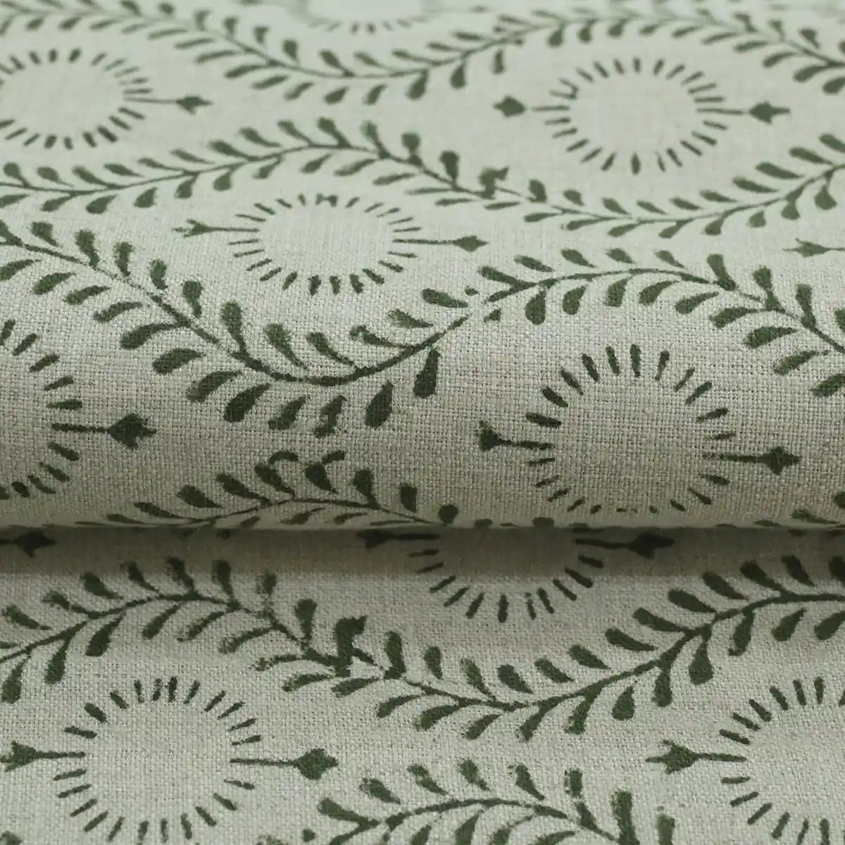 Sharra Botanical Block Print Linen Fabric