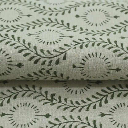 Sharra Botanical Block Print Linen Fabric