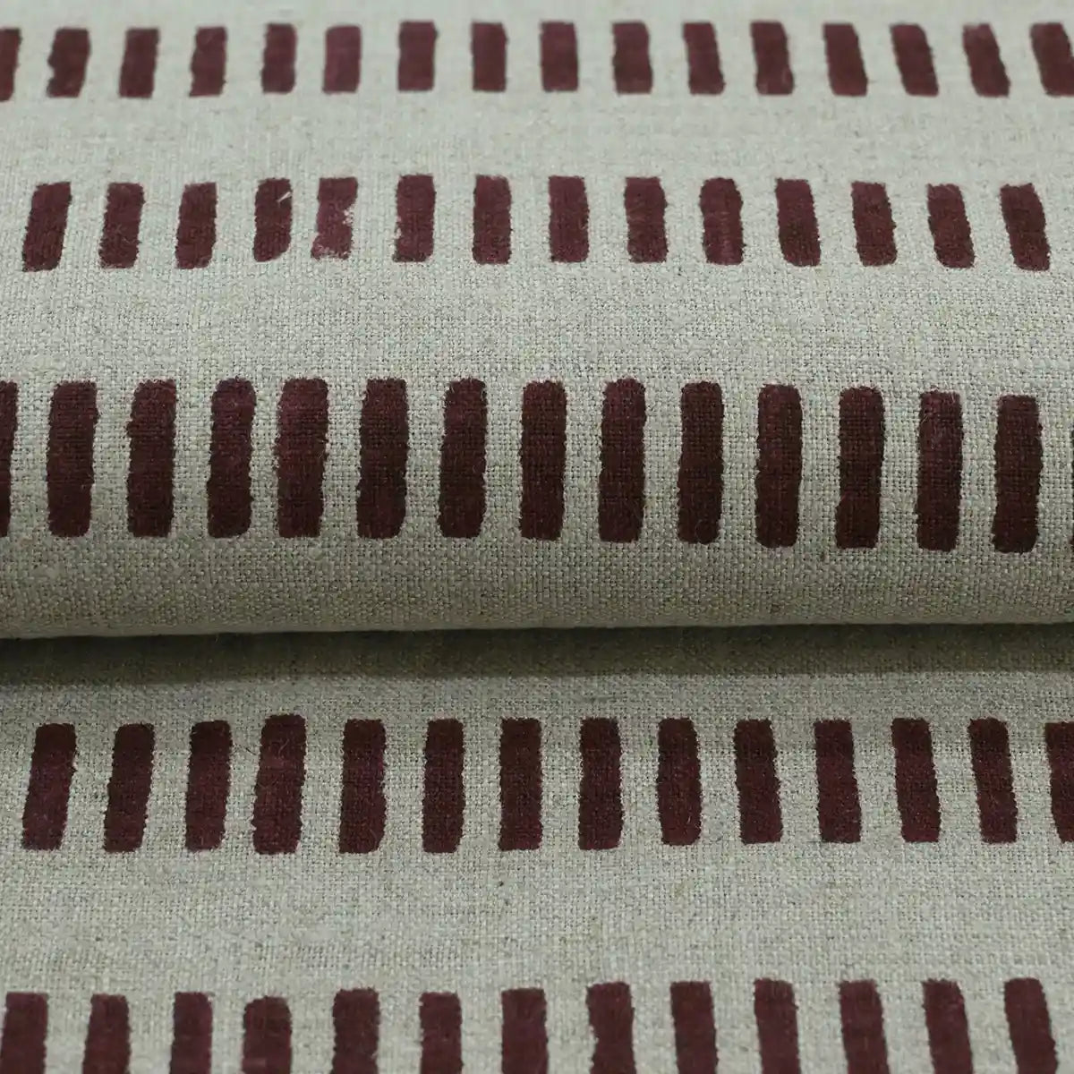 Drelith Stripe Block Print Linen Fabric