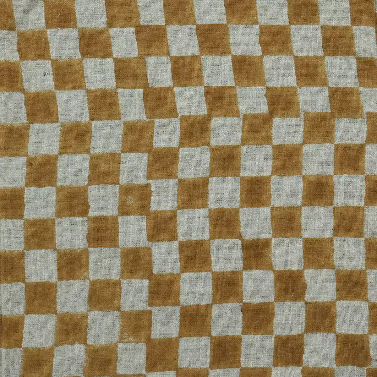 Leoj Checks Block Print Linen Fabric