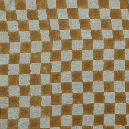 Leoj Checks Block Print Linen Fabric