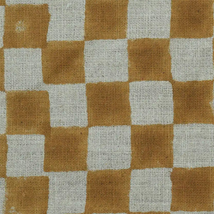 Leoj Checks Block Print Linen Fabric