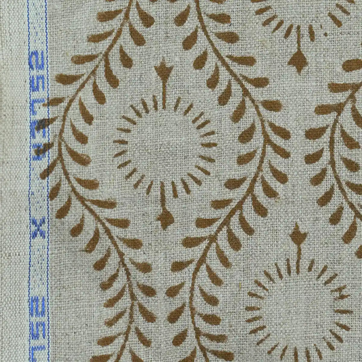 Sharra Botanical Block Print Linen Fabric