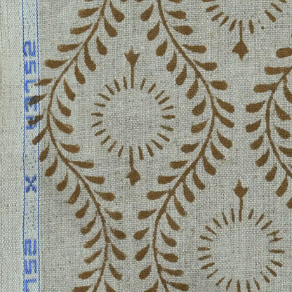 Sharra Botanical Block Print Linen Fabric