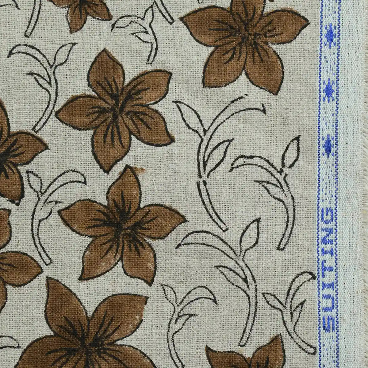 Jacquard Floral Block Prinrt Linen Fabric