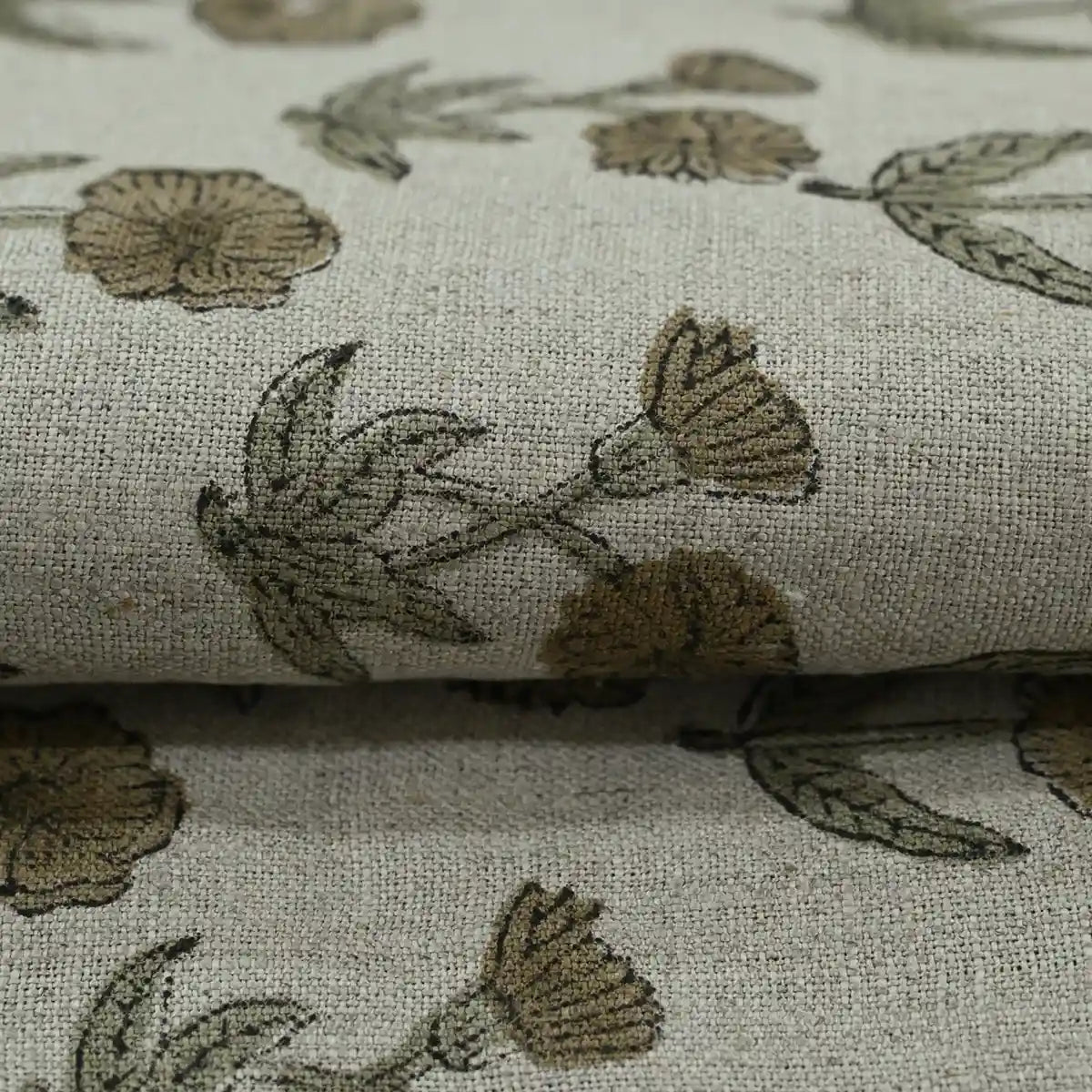Pintrix Block Print Handloom Linen Fabric