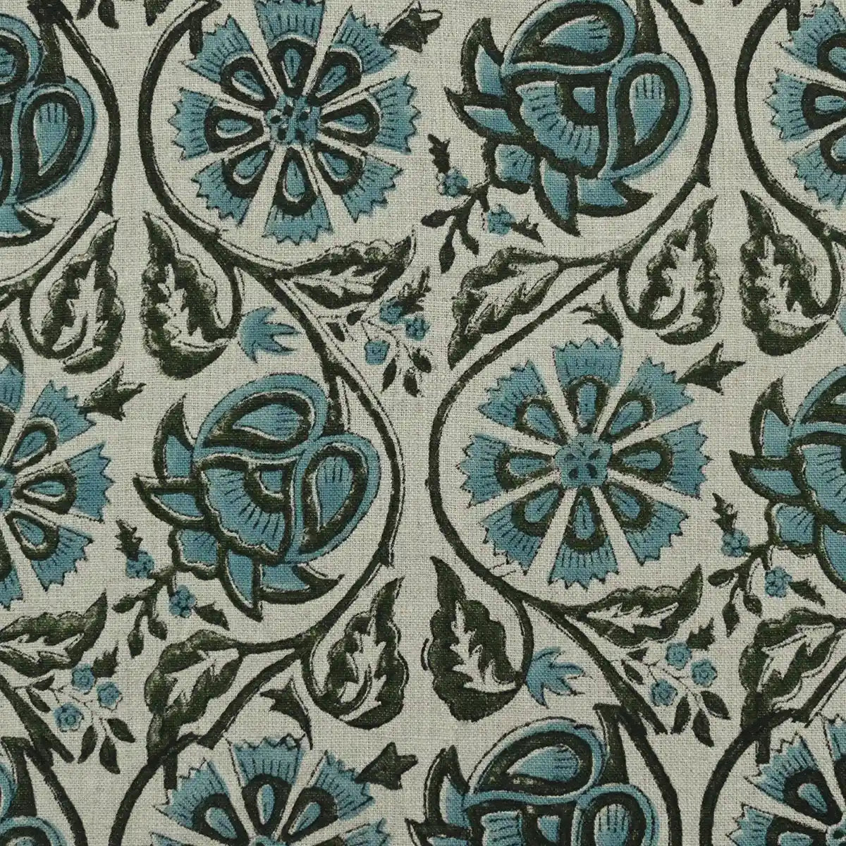 Tterb Floral Hand Block Linen Fabric