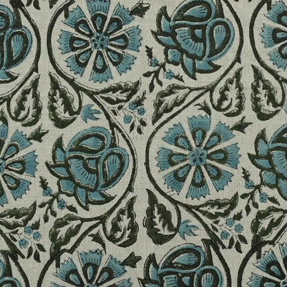 Tterb Floral Hand Block Linen Fabric