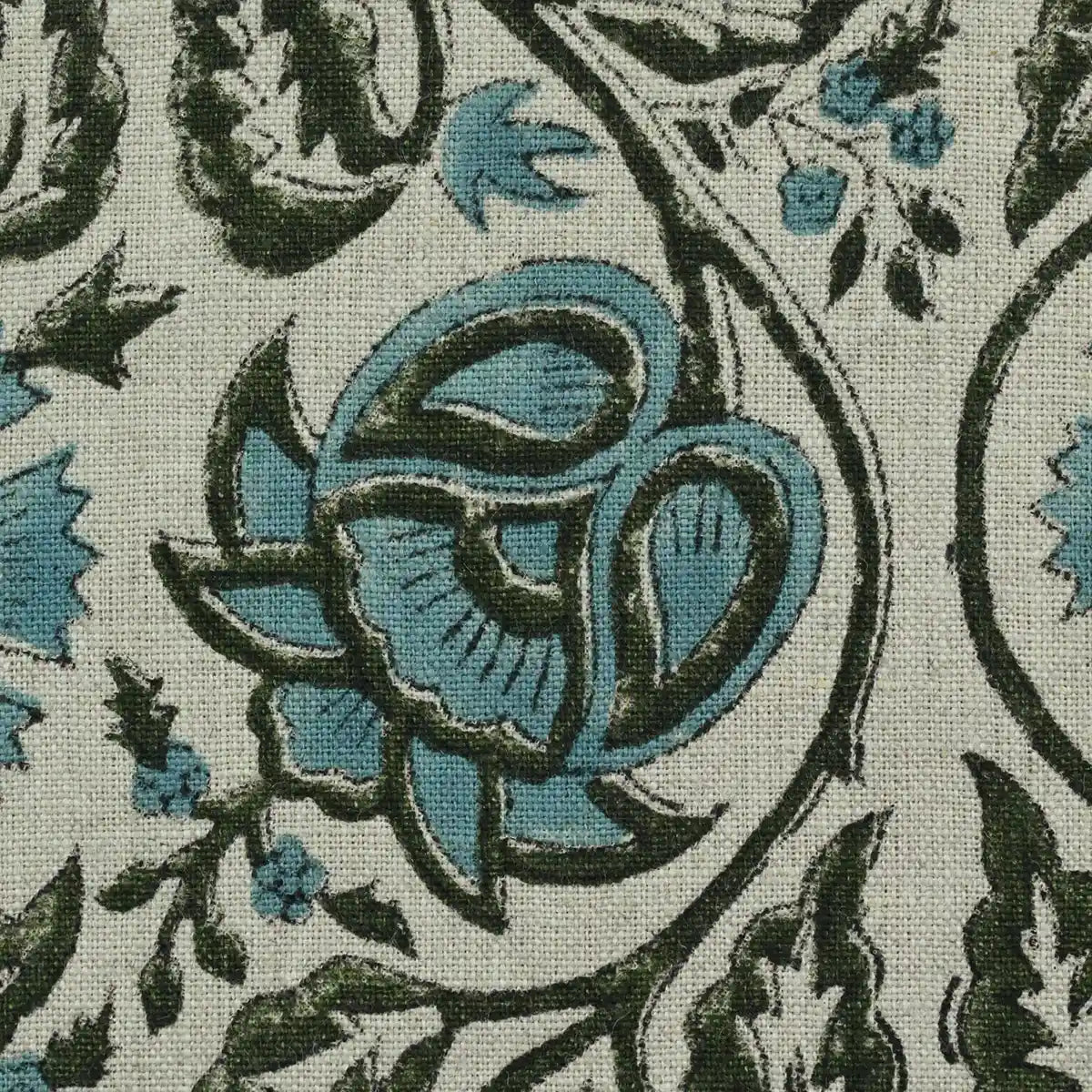 Tterb Floral Hand Block Linen Fabric