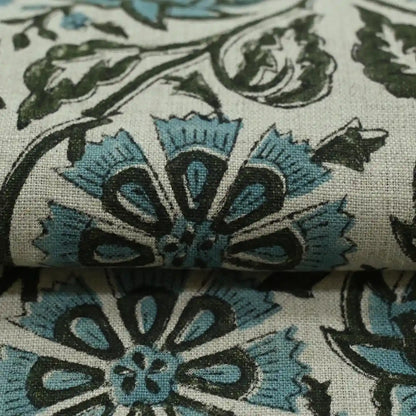 Tterb Floral Hand Block Linen Fabric
