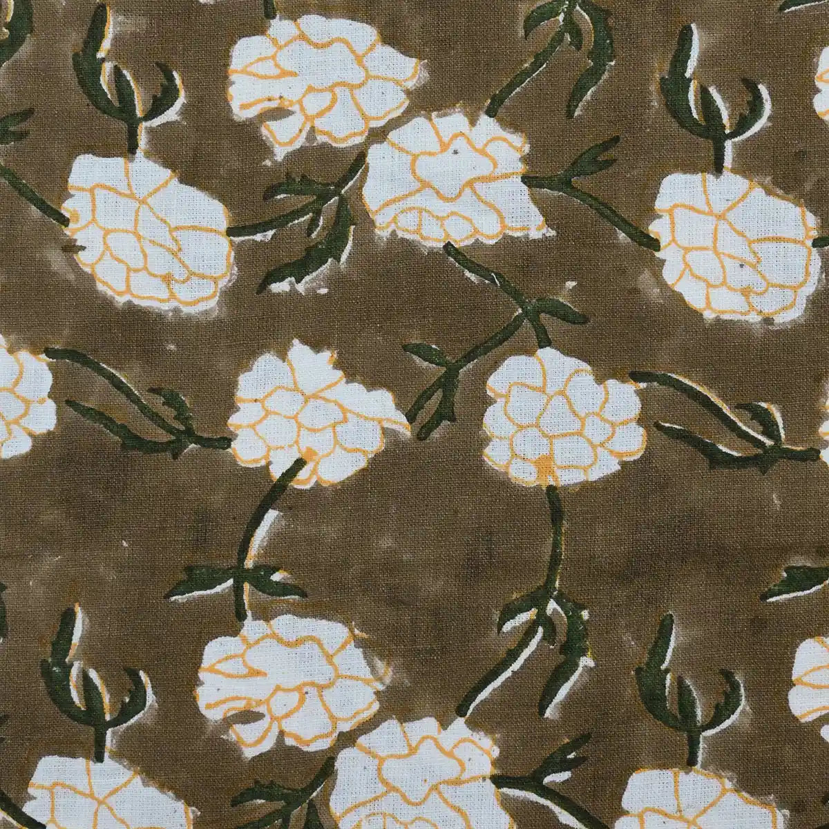 Gwyrell Floral Hand Block Printed Linen Fabric