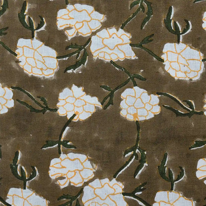Gwyrell Floral Hand Block Printed Linen Fabric