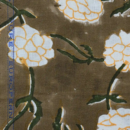 Gwyrell Floral Hand Block Printed Linen Fabric