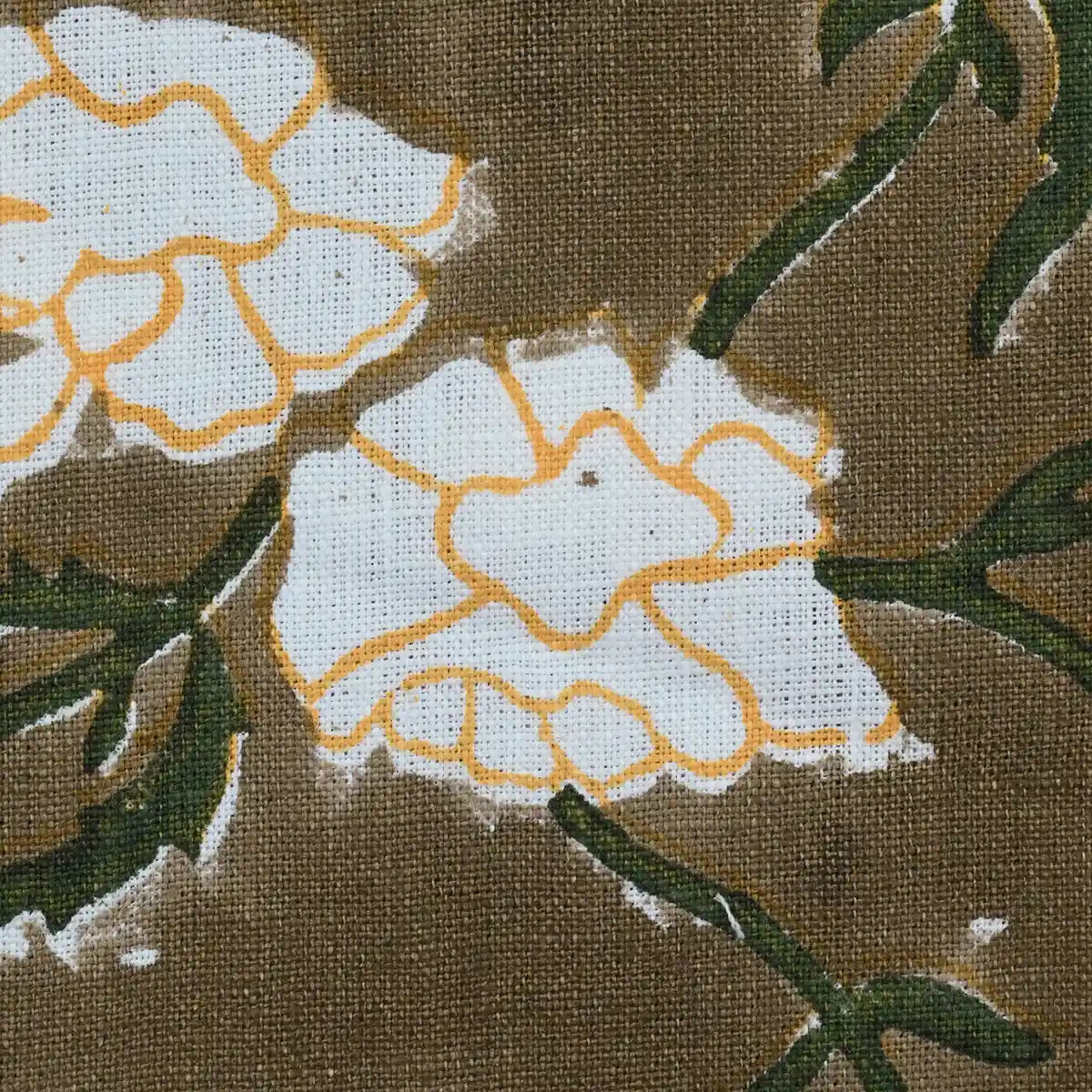 Gwyrell Floral Hand Block Printed Linen Fabric