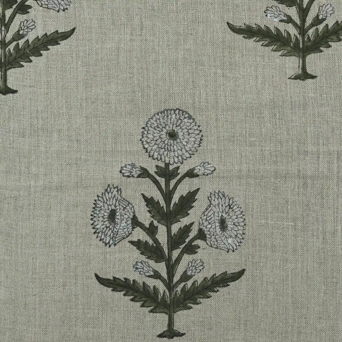 Taffette Floral Block Print Linen Fabric