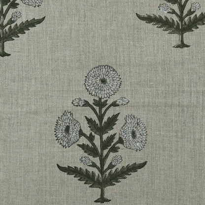 Taffette Floral Block Print Linen Fabric