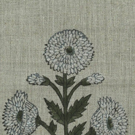 Taffette Floral Block Print Linen Fabric
