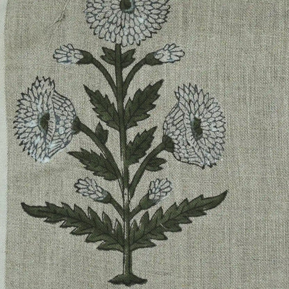 Taffette Floral Block Print Linen Fabric