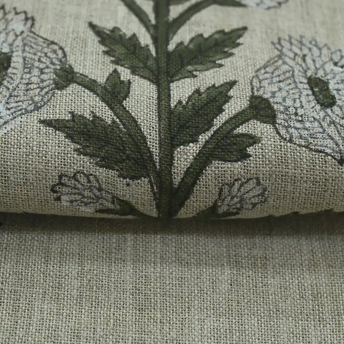 Taffette Floral Block Print Linen Fabric