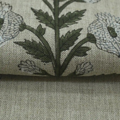 Taffette Floral Block Print Linen Fabric