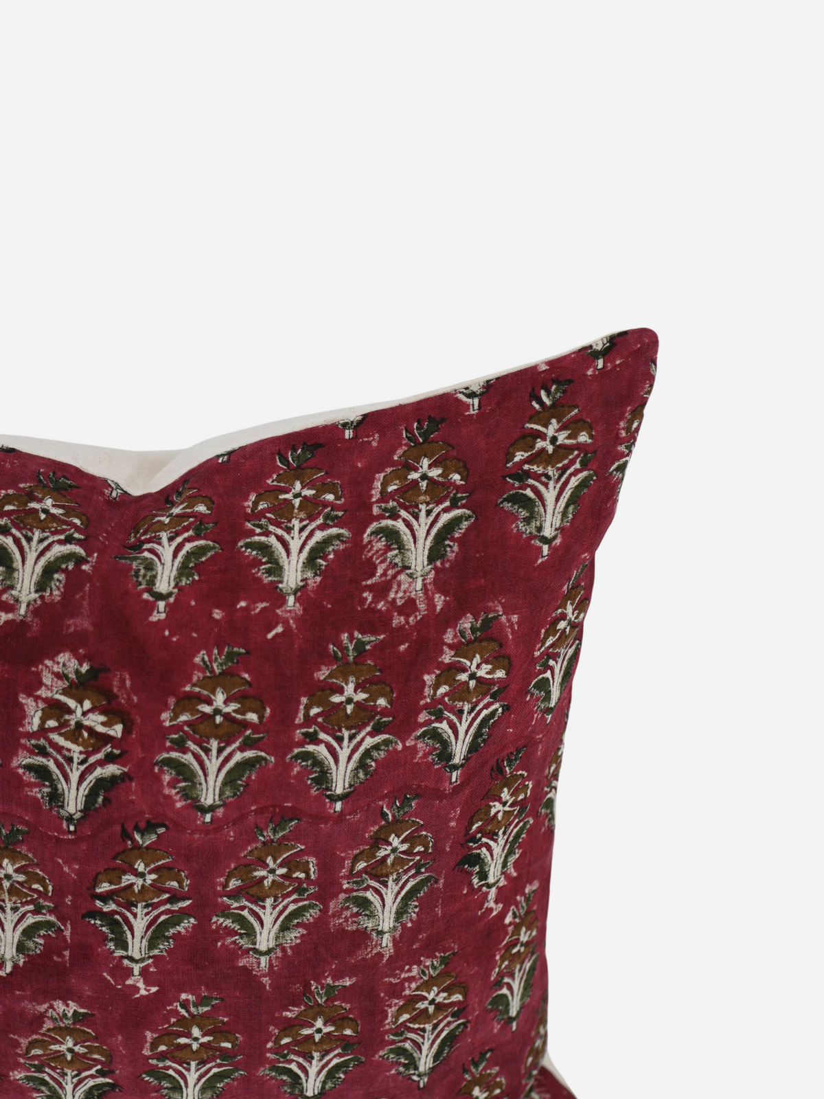 Camila Deep Crimson Block Print Pillow Cover