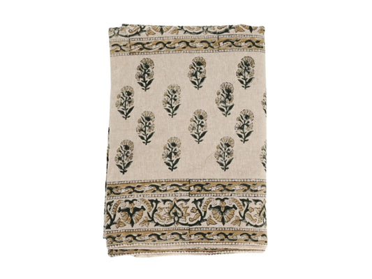 Emily Floral Block Print Tablecloth - Maple Village Lane