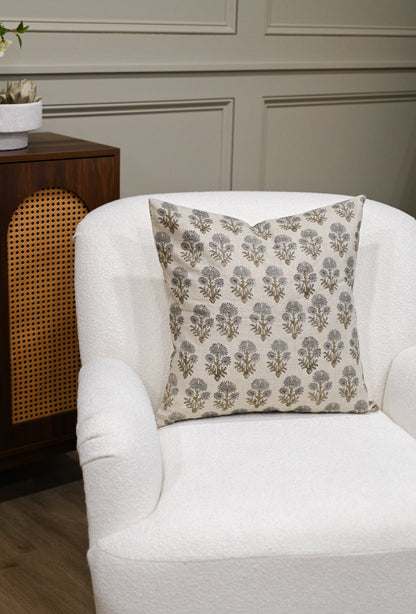Celeste Olive Bronze Block Print Pillow Cover