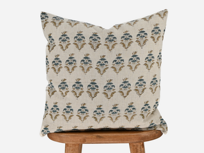 Camila Muted Olive Block Print Pillow Cover