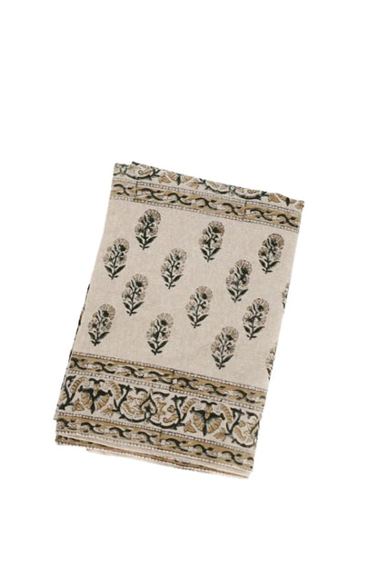 Emily Floral Block Print Tablecloth - Maple Village Lane