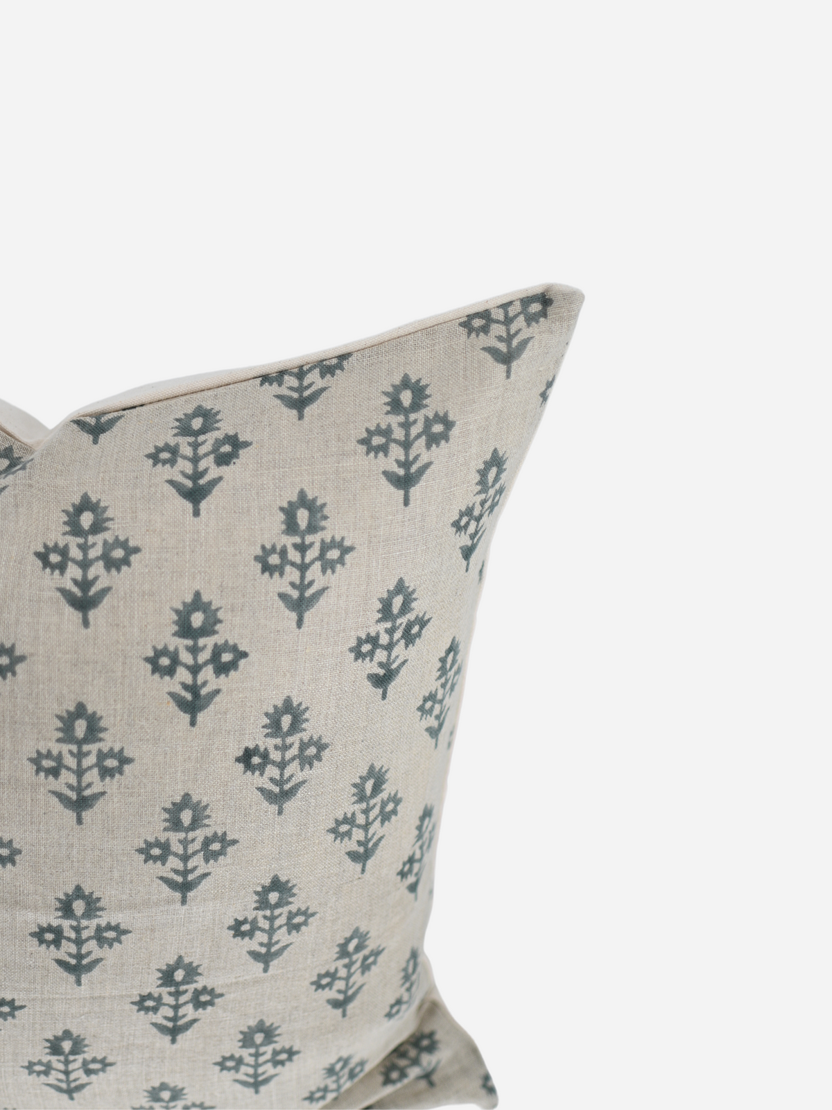 Annette Muted Blue Block Print Pillow Cover