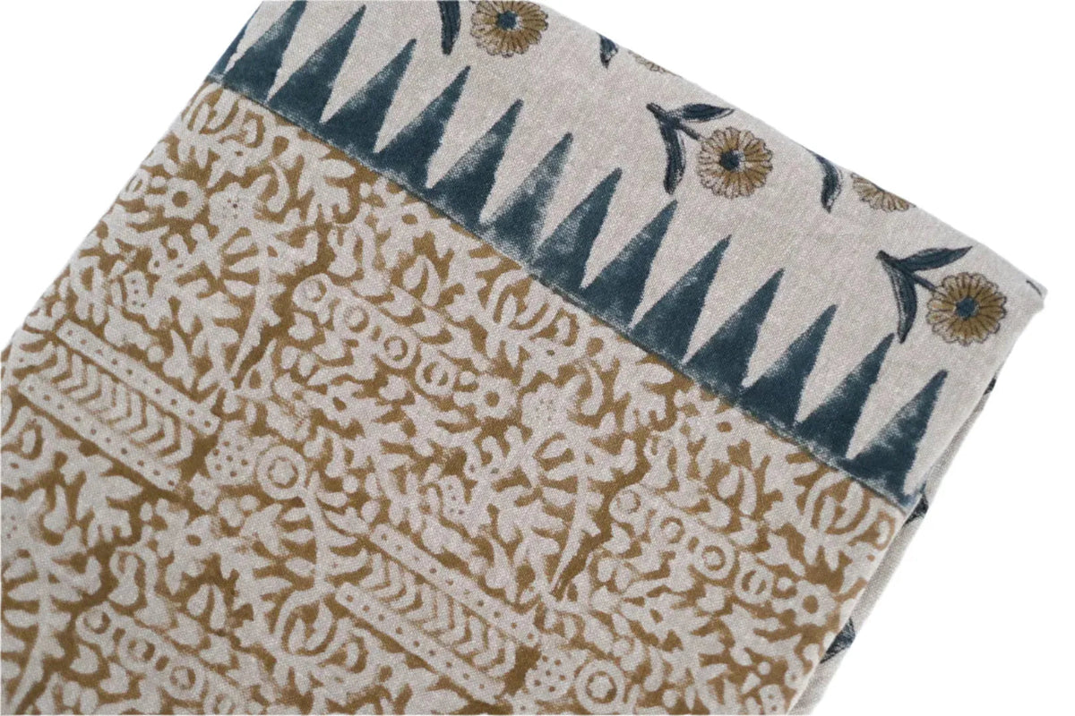 Fiona Floral Block Print Tablecloth - Maple Village Lane