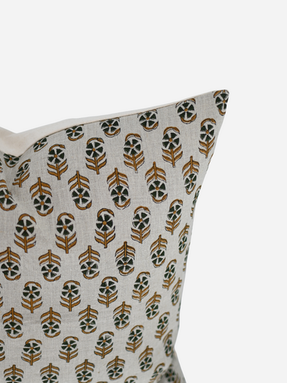 Yavelle Ocher Block Print Pillow Cover