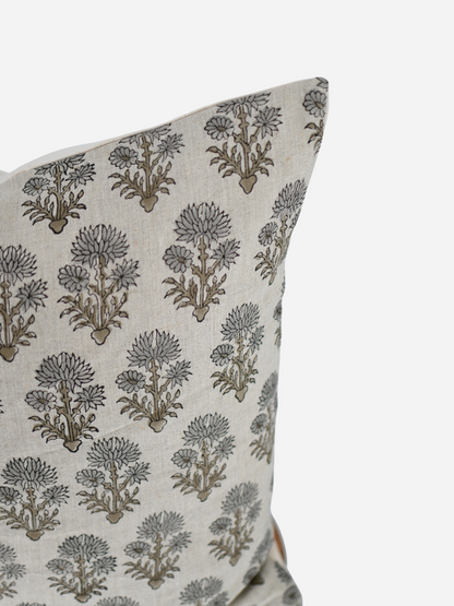 Celeste Olive Bronze Block Print Pillow Cover