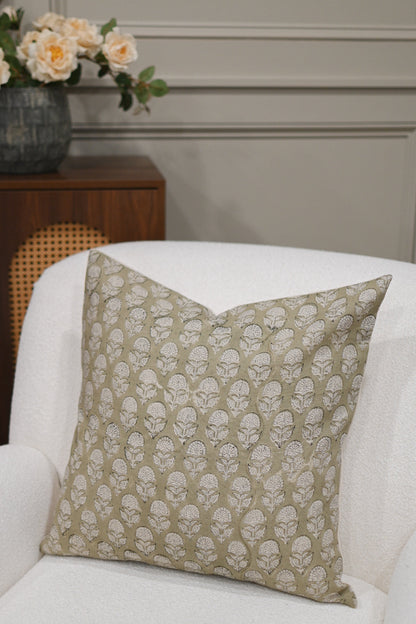Carly Sage Block Print Pillow Cover