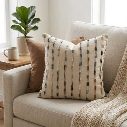 Joel Beige Stripe  Cushion Cover