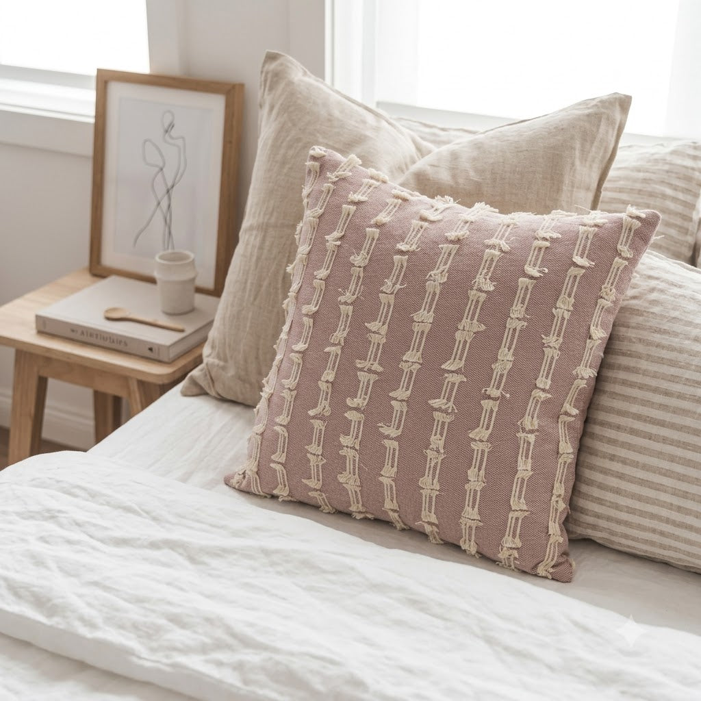 Neil Blush Pink Textured Cushion Cover
