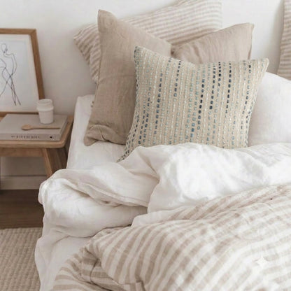 Omar Blue Striped Cushion Cover