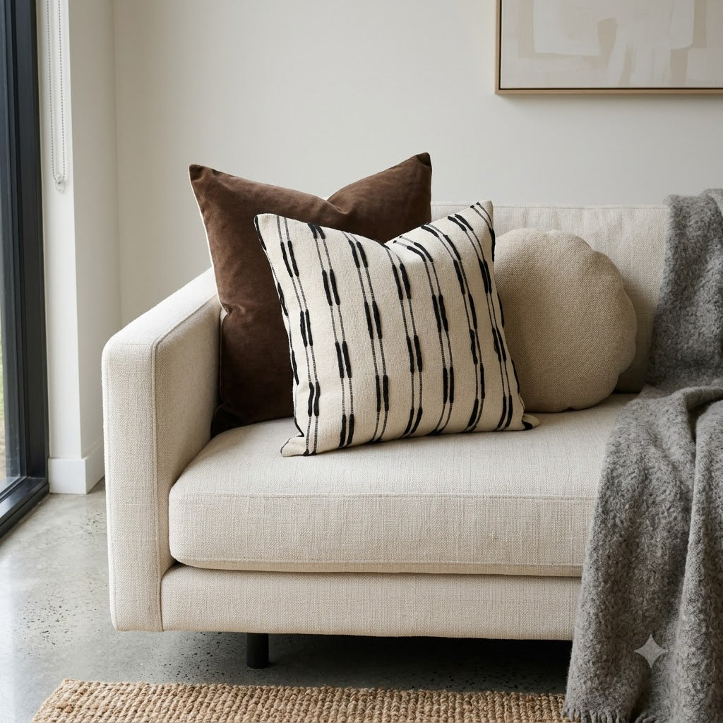 Dustin Mocha line Textured Cushion Cover