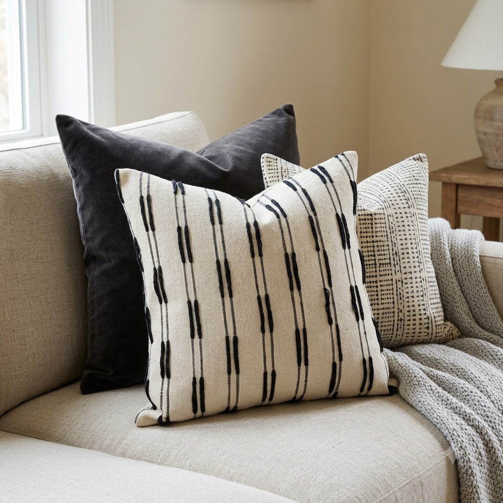 Dustin Mocha line Textured Cushion Cover