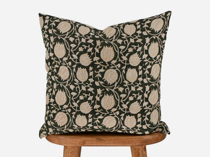 Aurora Olive Black Block Print Pillow Cover