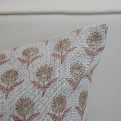 Handcrafted Linen Block Print Pillow Coverhceqoiascoisan