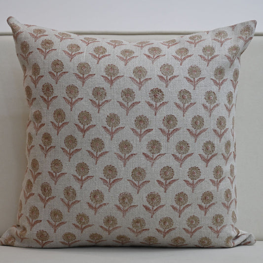 Handcrafted Linen Block Print Pillow Coverhceqoiascoisan
