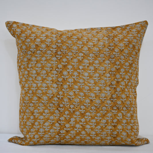 Frances Ochre Block Print Pillow Cover