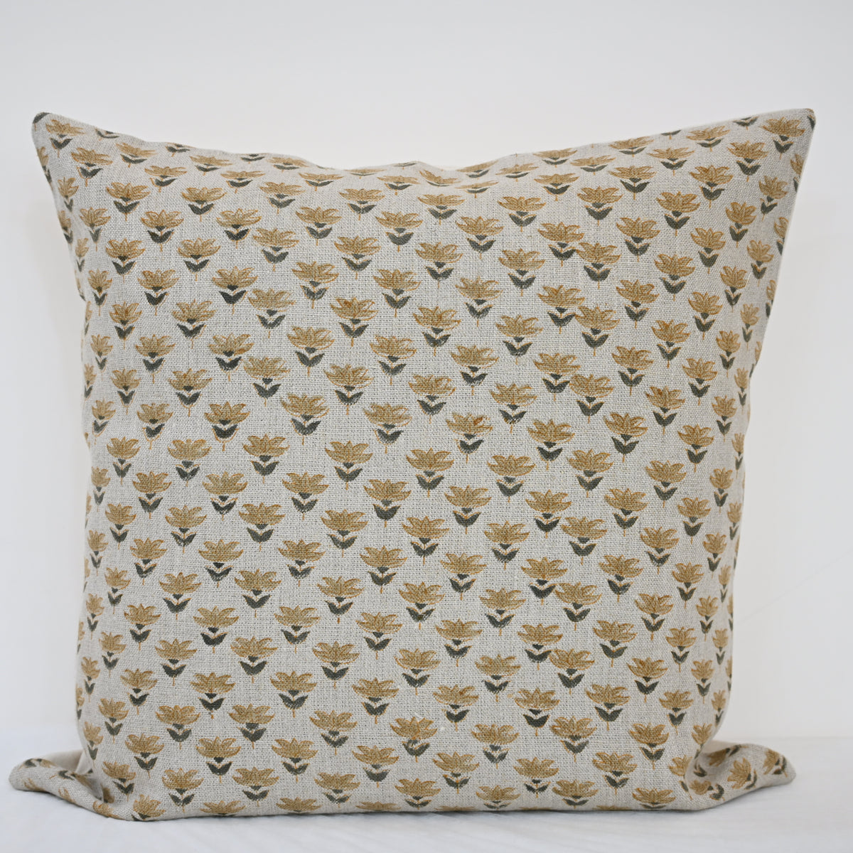 Autumn  Charcoal Linen Block Print Pillow Cover