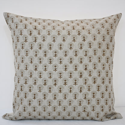 Summer Chestnut Linen Block Print Pillow Cover