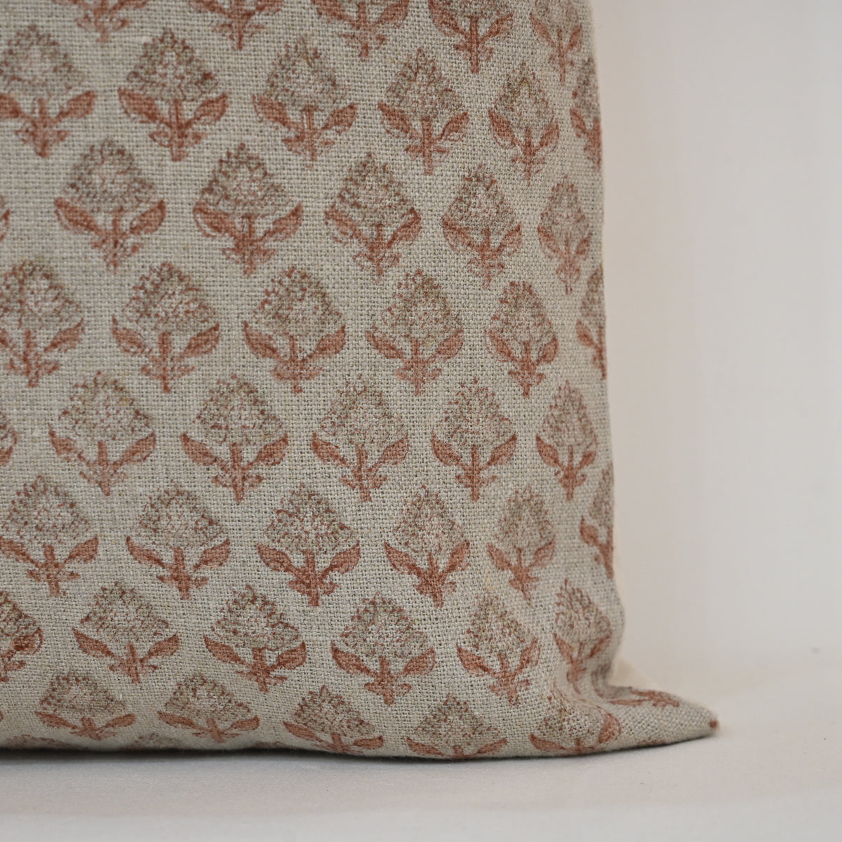 Brooke Grey Linen Block Print Pillow Cover