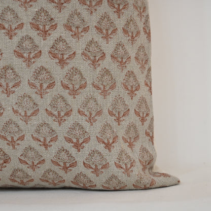 Brooke Grey Linen Block Print Pillow Cover