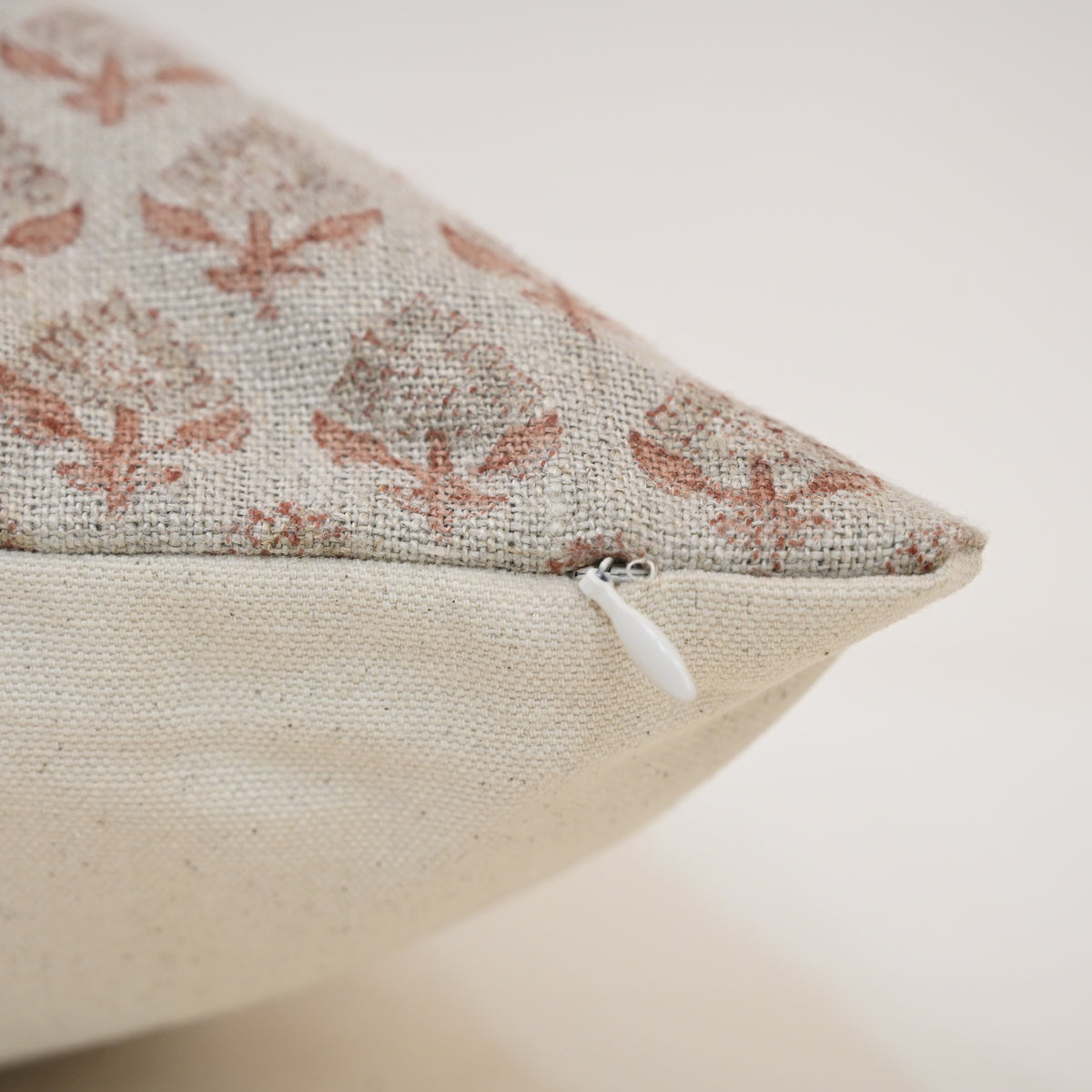 Brooke Grey Linen Block Print Pillow Cover