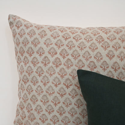Brooke Grey Linen Block Print Pillow Cover