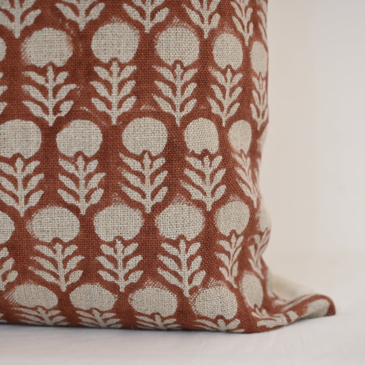 Thalor Rust Linen Block Print Pillow Cover